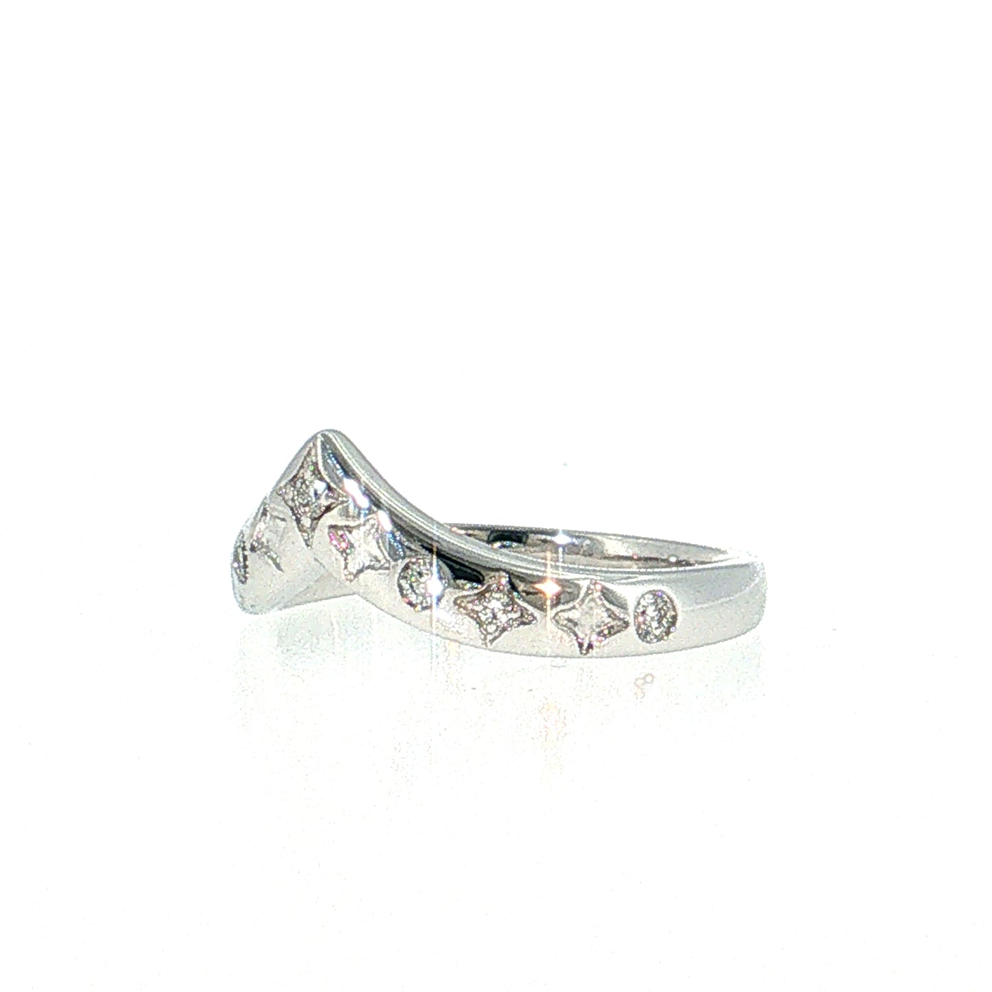 Diamond Contoured Wedding Band 14k White Gold