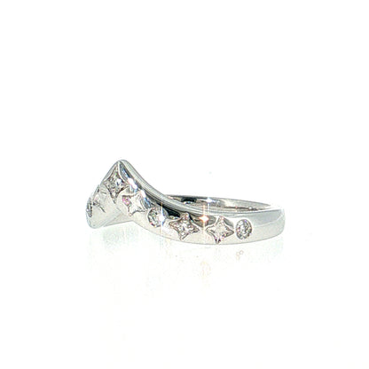 Diamond Contoured Wedding Band 14k White Gold