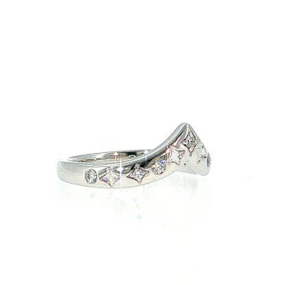Diamond Contoured Wedding Band 14k White Gold