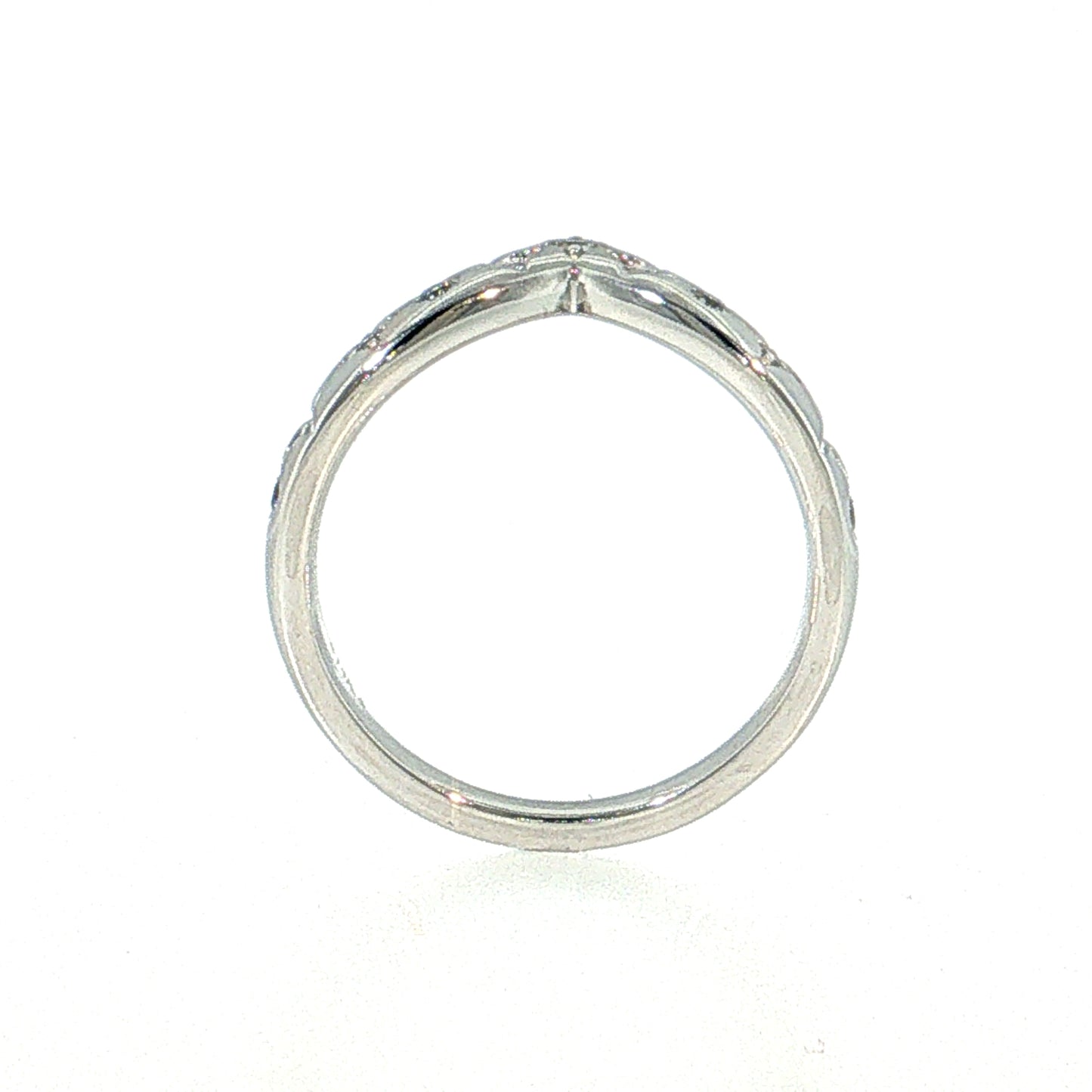 Diamond Contoured Wedding Band 14k White Gold