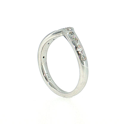 Diamond Contoured Wedding Band 14k White Gold