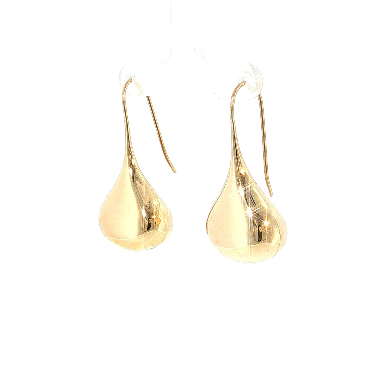 Hollow Raindrop Drop Earrings 14k Yellow Gold