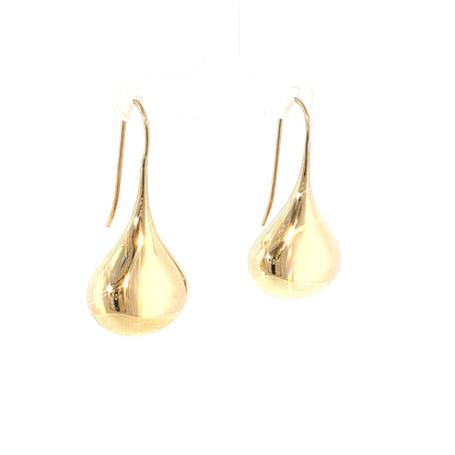 Hollow Raindrop Drop Earrings 14k Yellow Gold