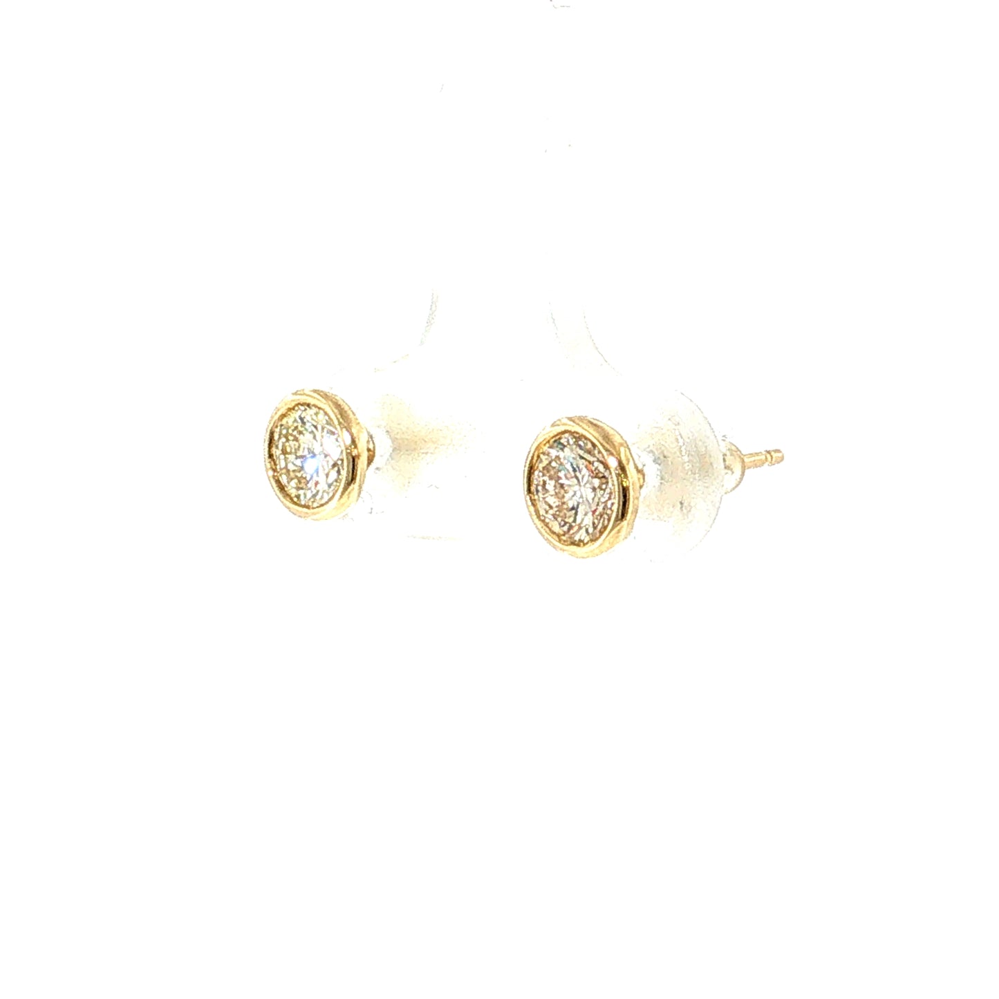 1.04 Round Brilliant Diamond Stud Earrings 10k Yellow Gold