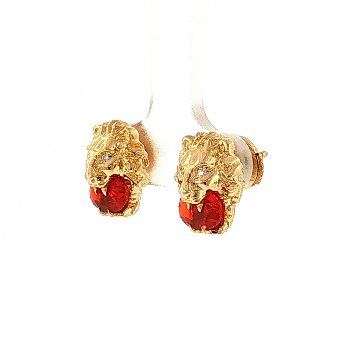 Gucci Lion Fire Opal & Diamond Stud Earrings 18k
