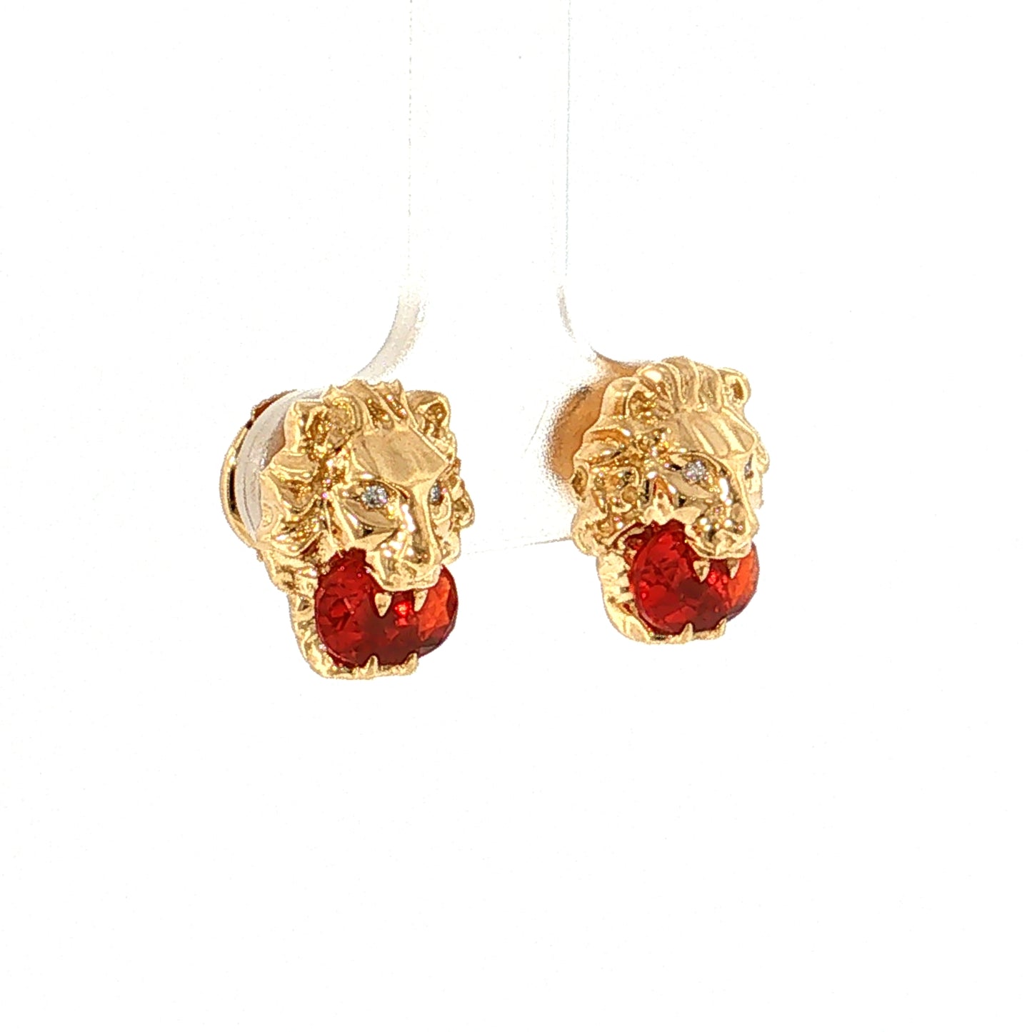 Gucci Lion Fire Opal & Diamond Stud Earrings 18k