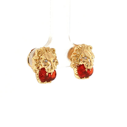 Gucci Lion Fire Opal & Diamond Stud Earrings 18k