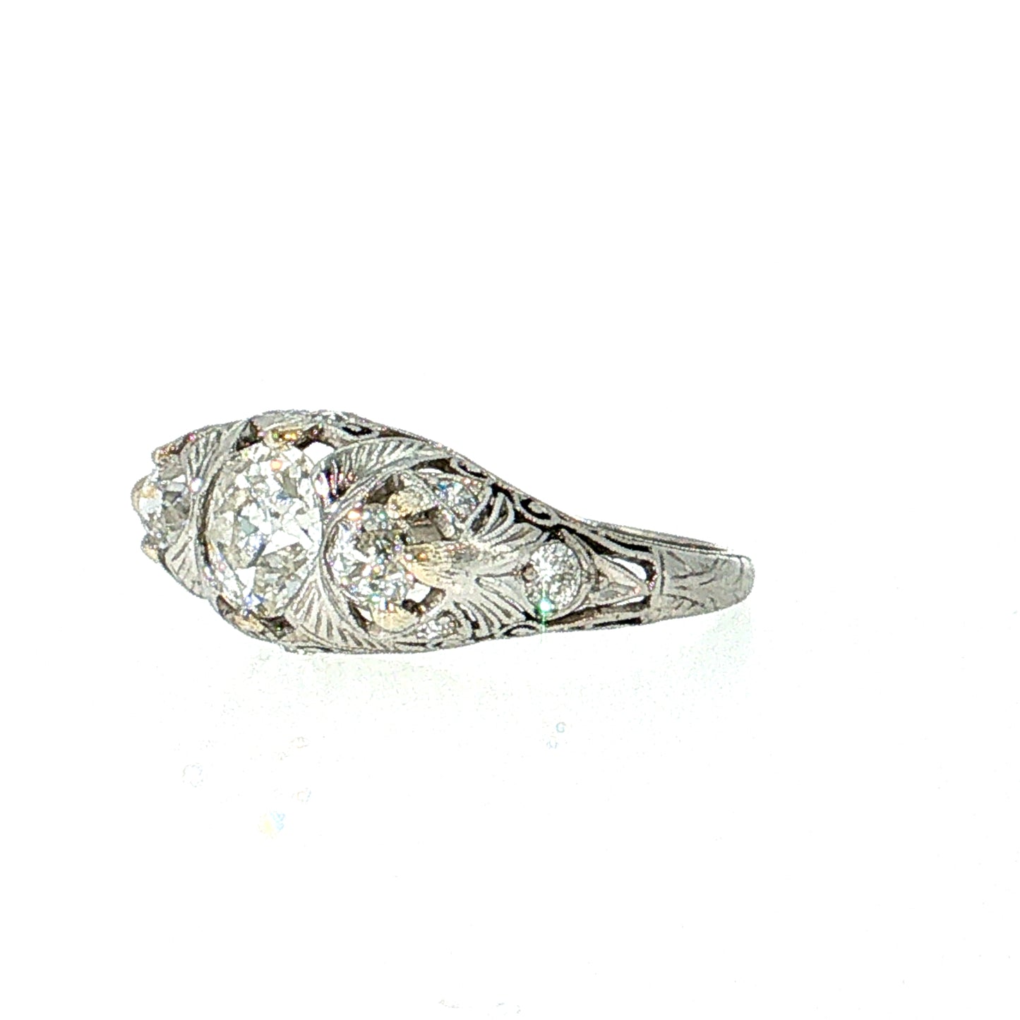 .95 Antique Art Deco Diamond Engagement Ring Platinum
