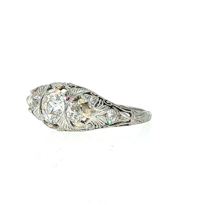 .95 Antique Art Deco Diamond Engagement Ring Platinum