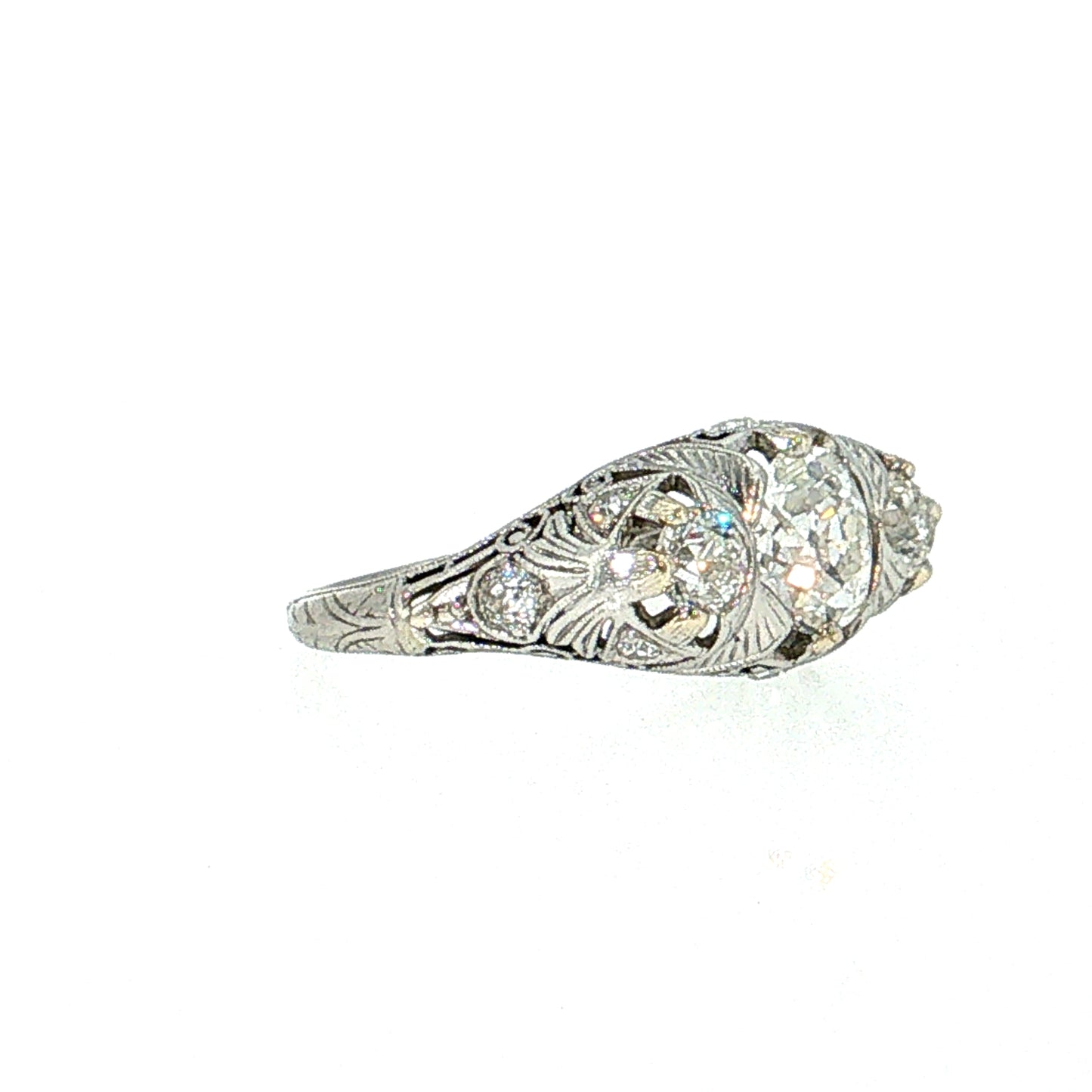 .95 Antique Art Deco Diamond Engagement Ring Platinum