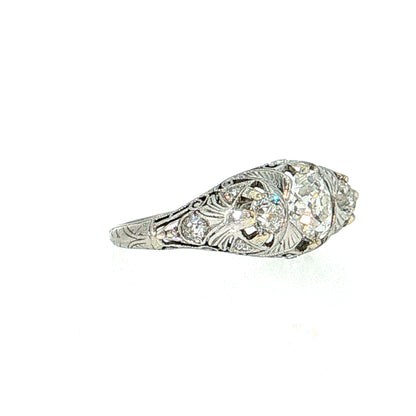 .95 Antique Art Deco Diamond Engagement Ring Platinum