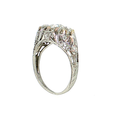 .95 Antique Art Deco Diamond Engagement Ring Platinum