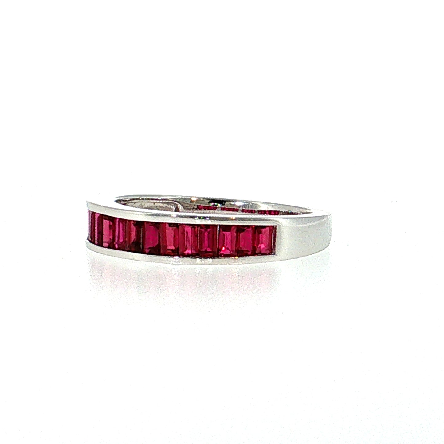 1.13 Ruby Baguette Half-Eternity Band 18k White Gold