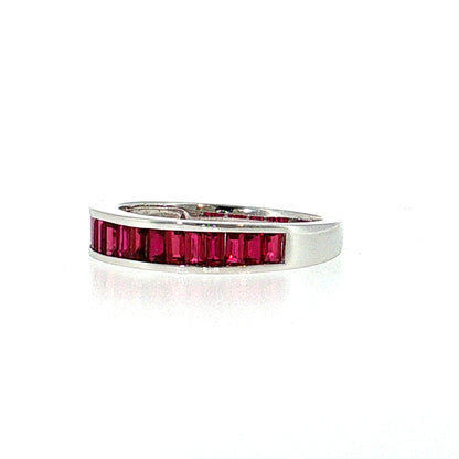 1.13 Ruby Baguette Half-Eternity Band 18k White Gold