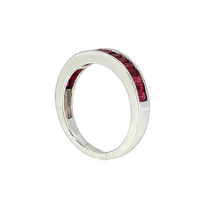 1.13 Ruby Baguette Half-Eternity Band 18k White Gold