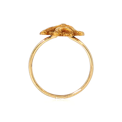 Antique Art Nouveau Carved Face Cocktail Ring 14k