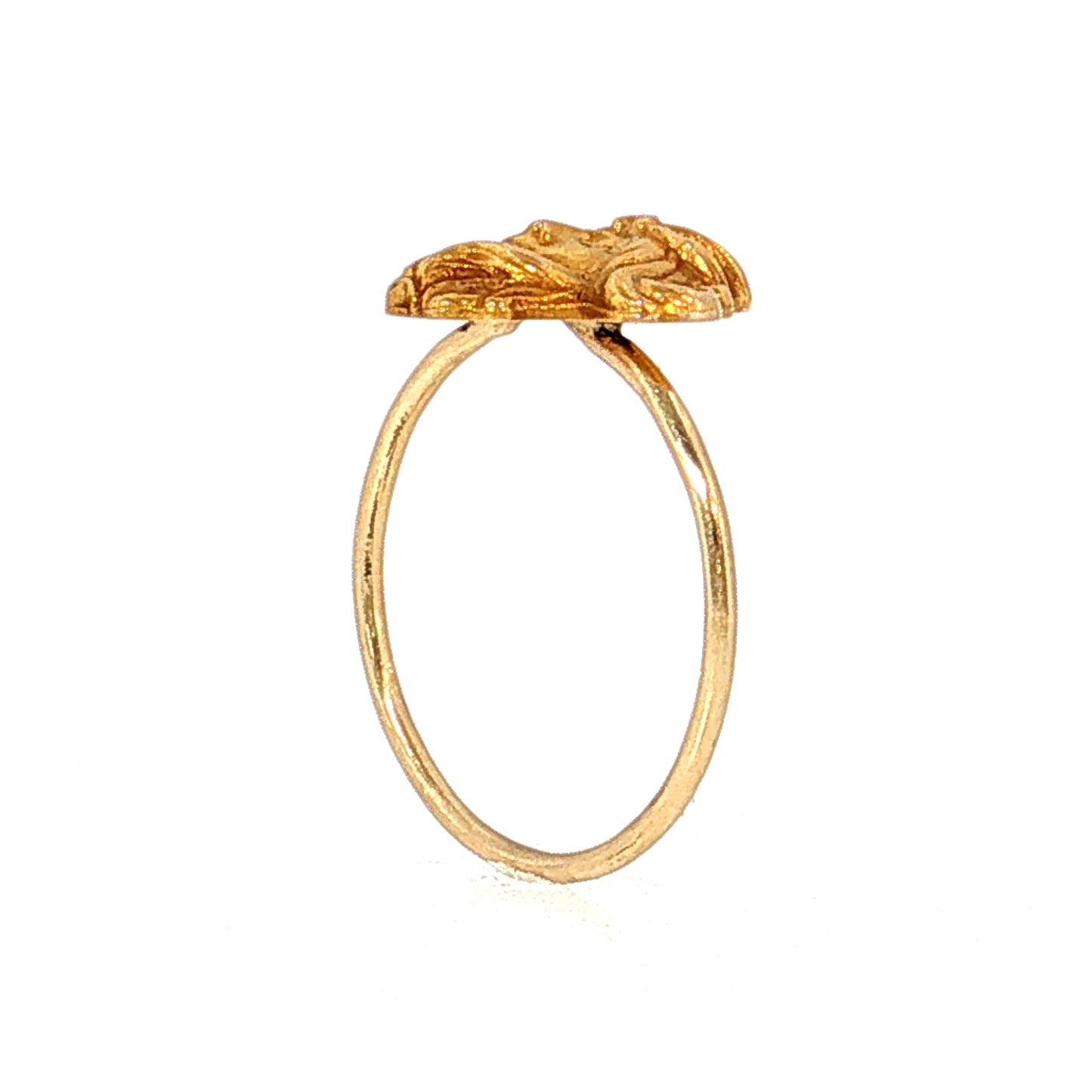 Antique Art Nouveau Carved Face Cocktail Ring 14k