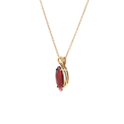 2.35 Marquise Garnet Pendant Necklace 14k Yellow Gold