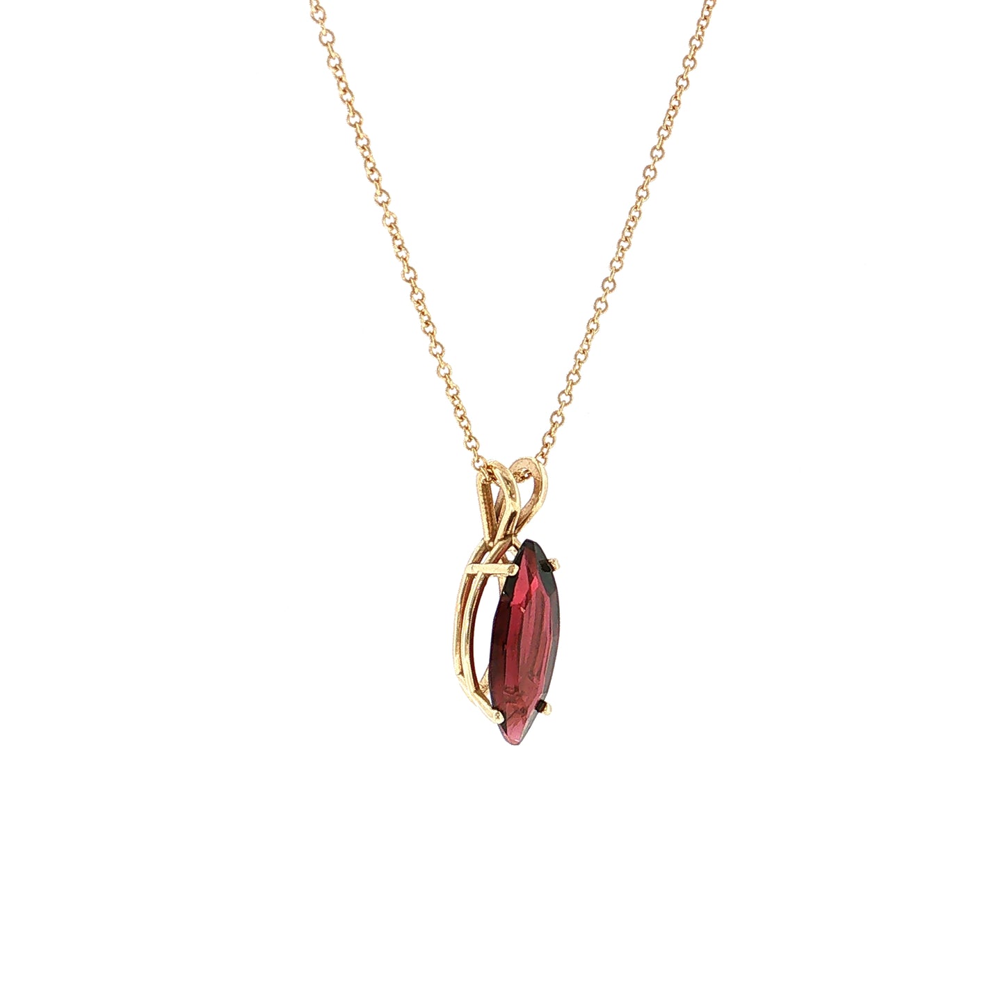 2.35 Marquise Garnet Pendant Necklace 14k Yellow Gold
