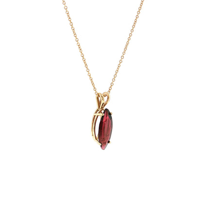 2.35 Marquise Garnet Pendant Necklace 14k Yellow Gold