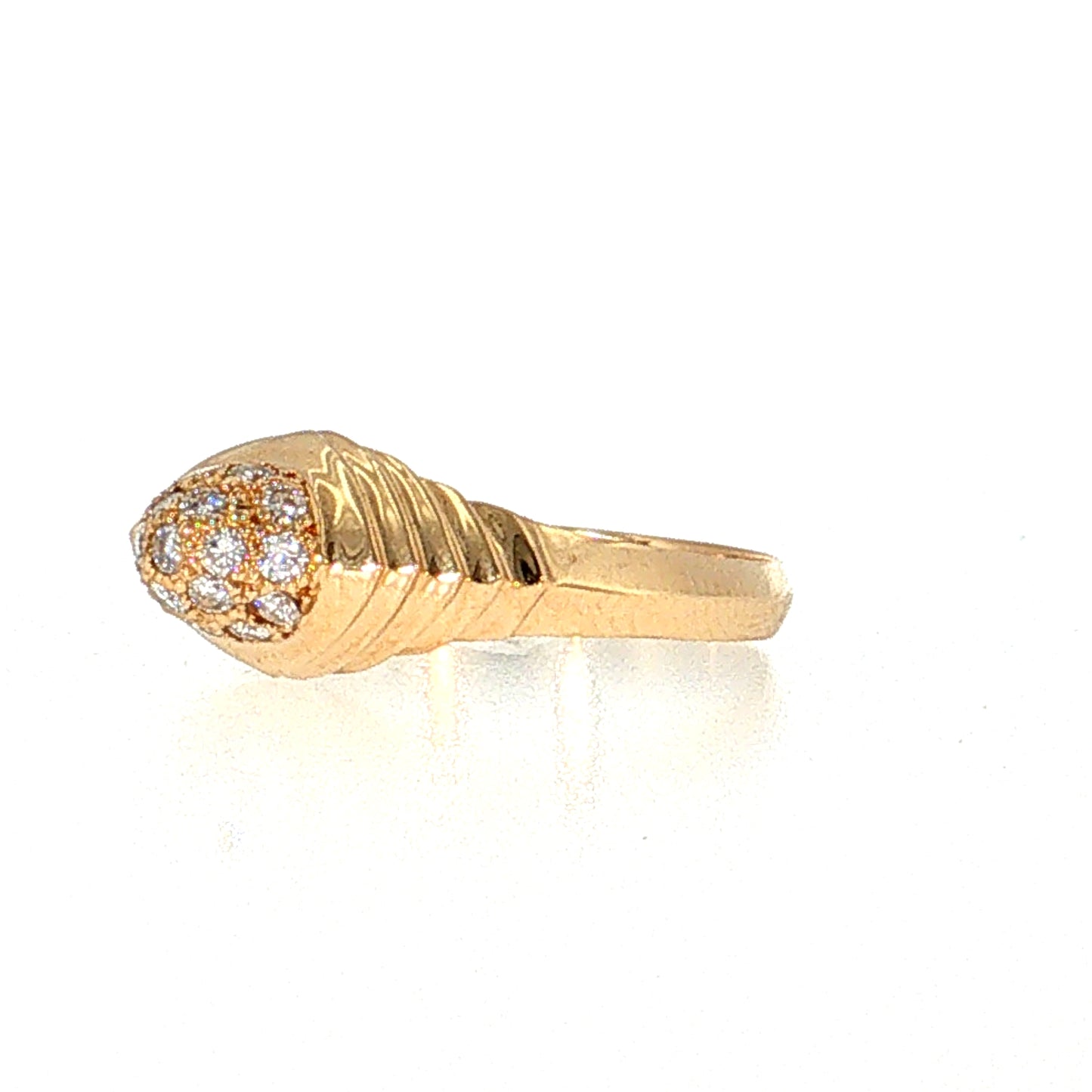 Diamond Pave Dome Cocktail Ring 18k Yellow Gold