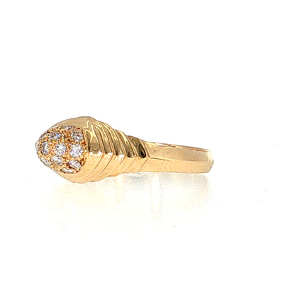 Diamond Pave Dome Cocktail Ring 18k Yellow Gold