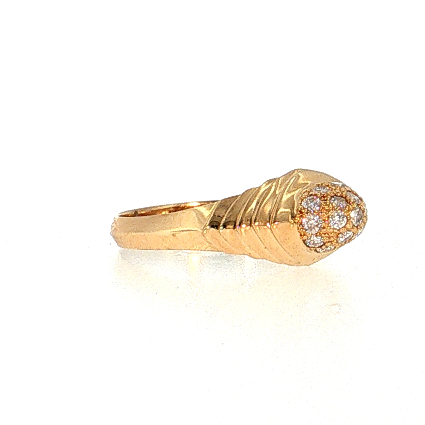 Diamond Pave Dome Cocktail Ring 18k Yellow Gold