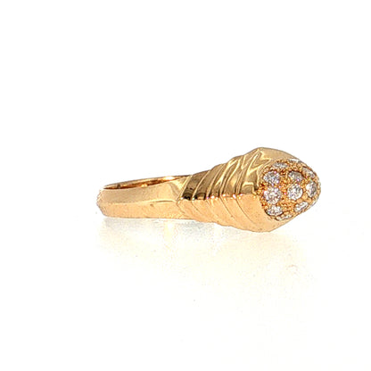 Diamond Pave Dome Cocktail Ring 18k Yellow Gold