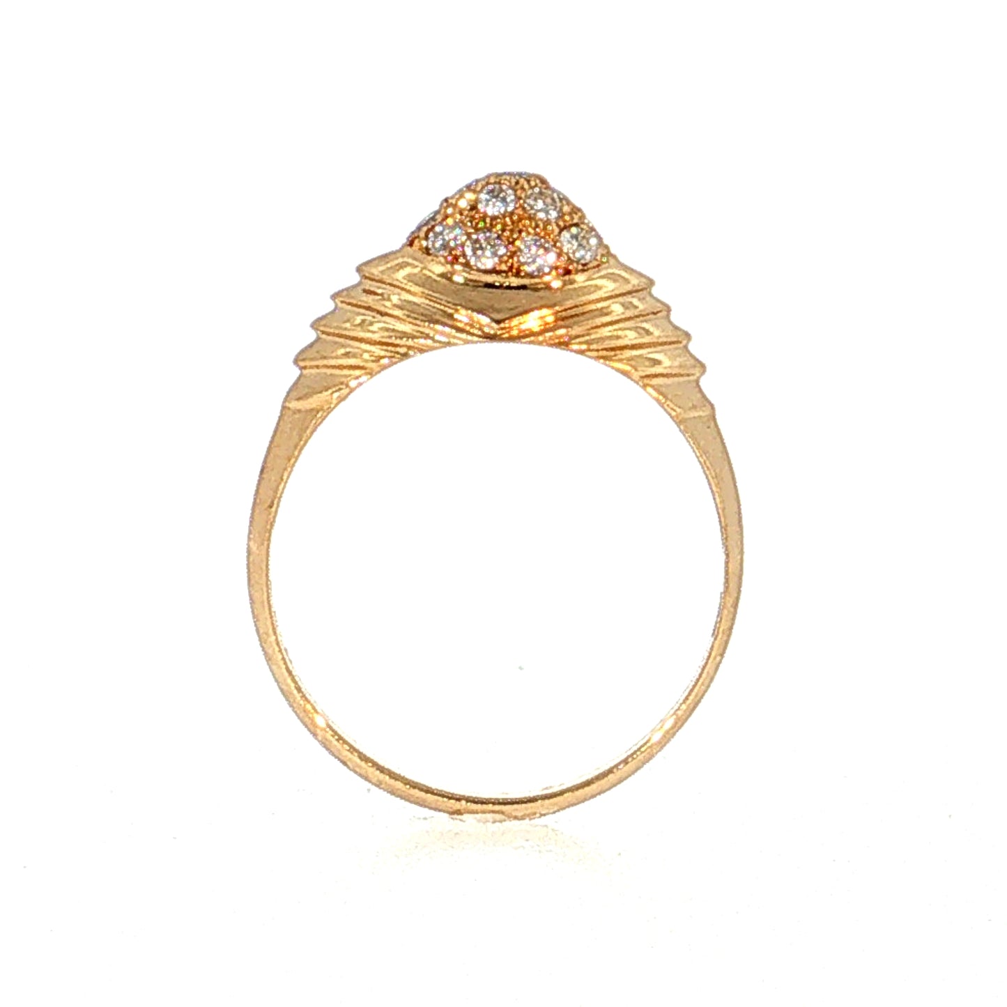 Diamond Pave Dome Cocktail Ring 18k Yellow Gold