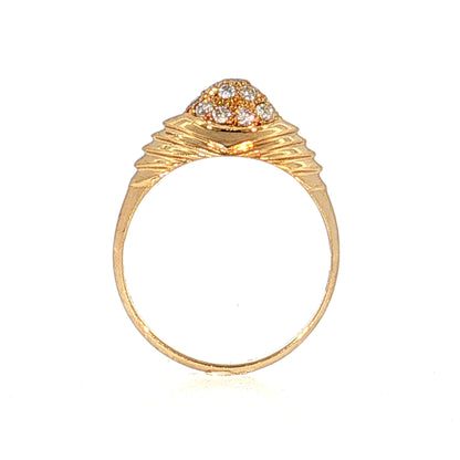 Diamond Pave Dome Cocktail Ring 18k Yellow Gold