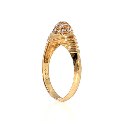 Diamond Pave Dome Cocktail Ring 18k Yellow Gold