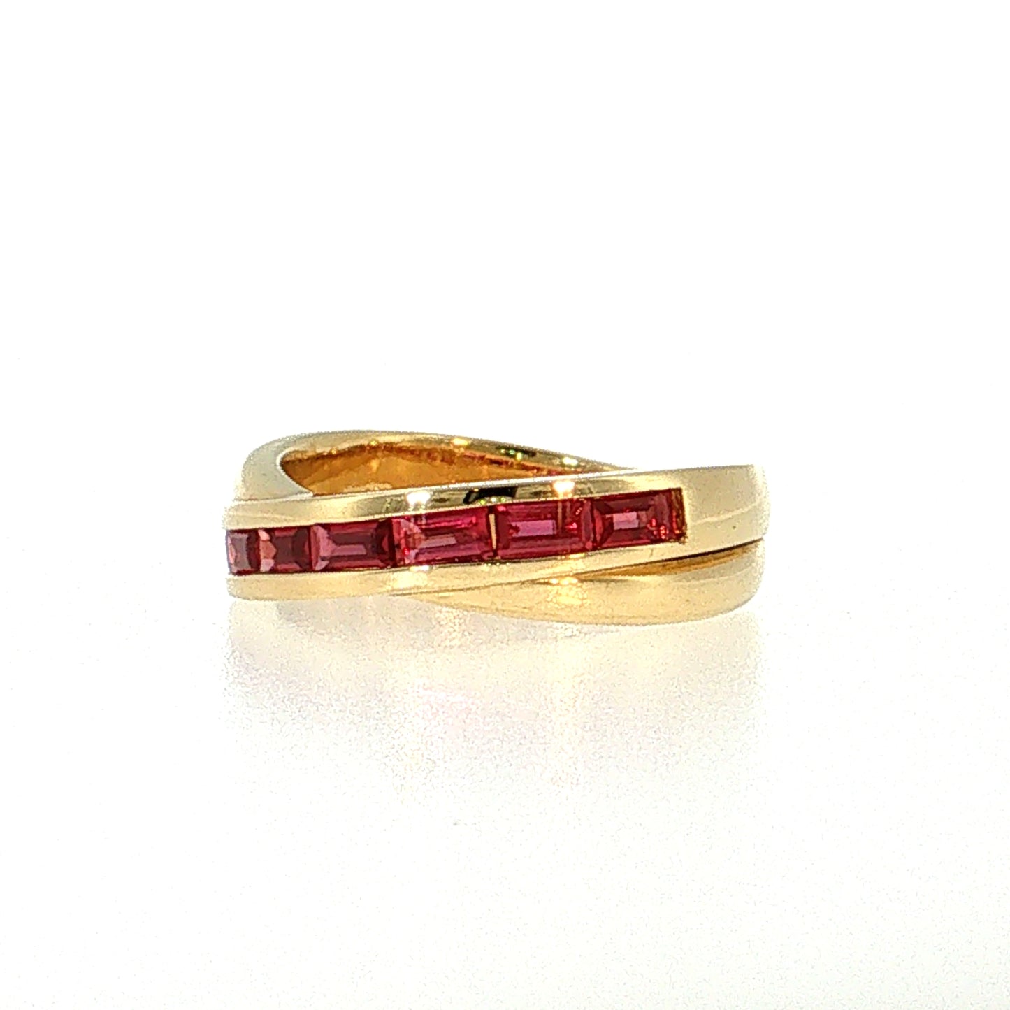 Ruby Baguette Bypass Stacking Ring 18k