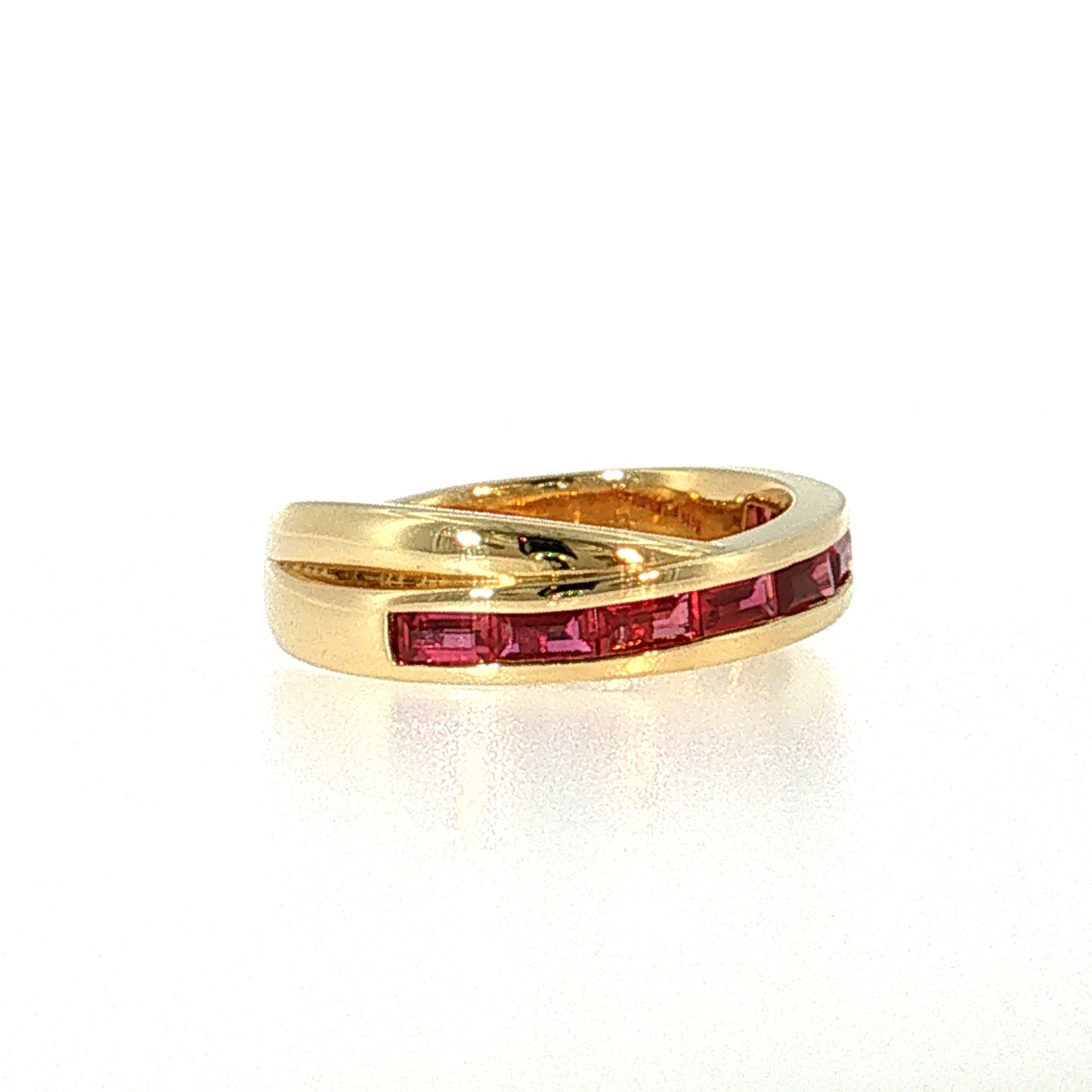Ruby Baguette Bypass Stacking Ring 18k