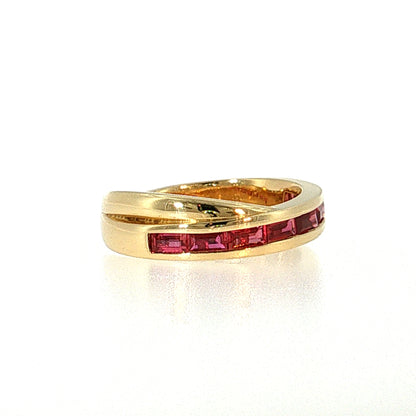Ruby Baguette Bypass Stacking Ring 18k