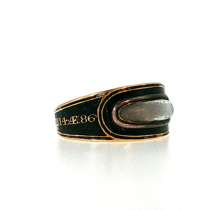 Victorian Rock Crystal Mourning Ring 22k Yellow Gold