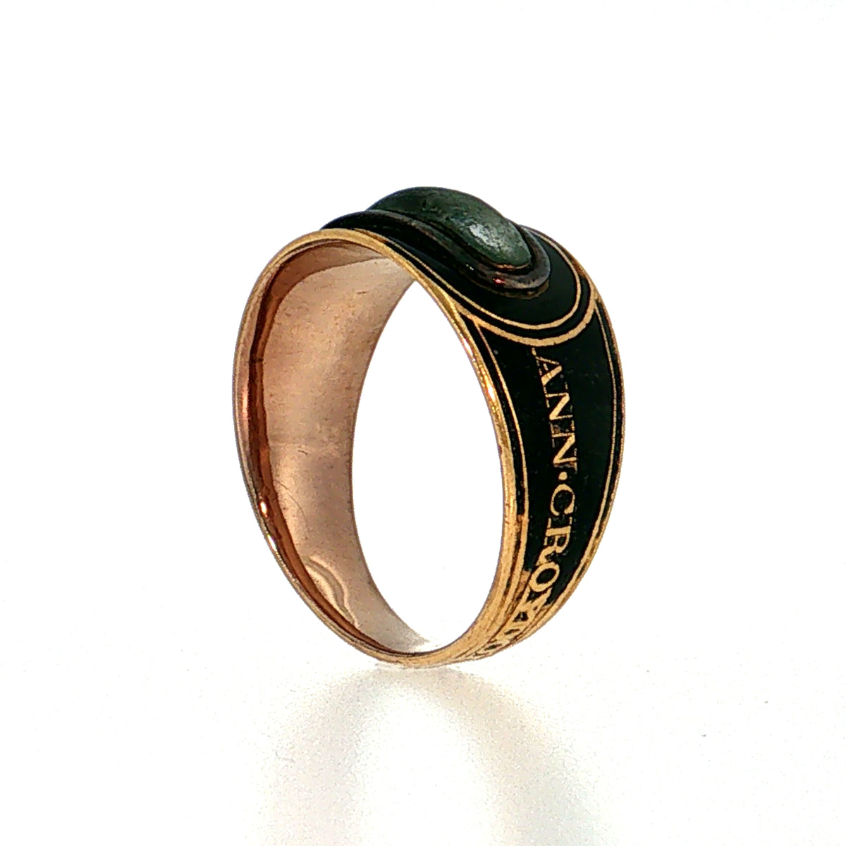 Victorian Rock Crystal Mourning Ring 22k Yellow Gold