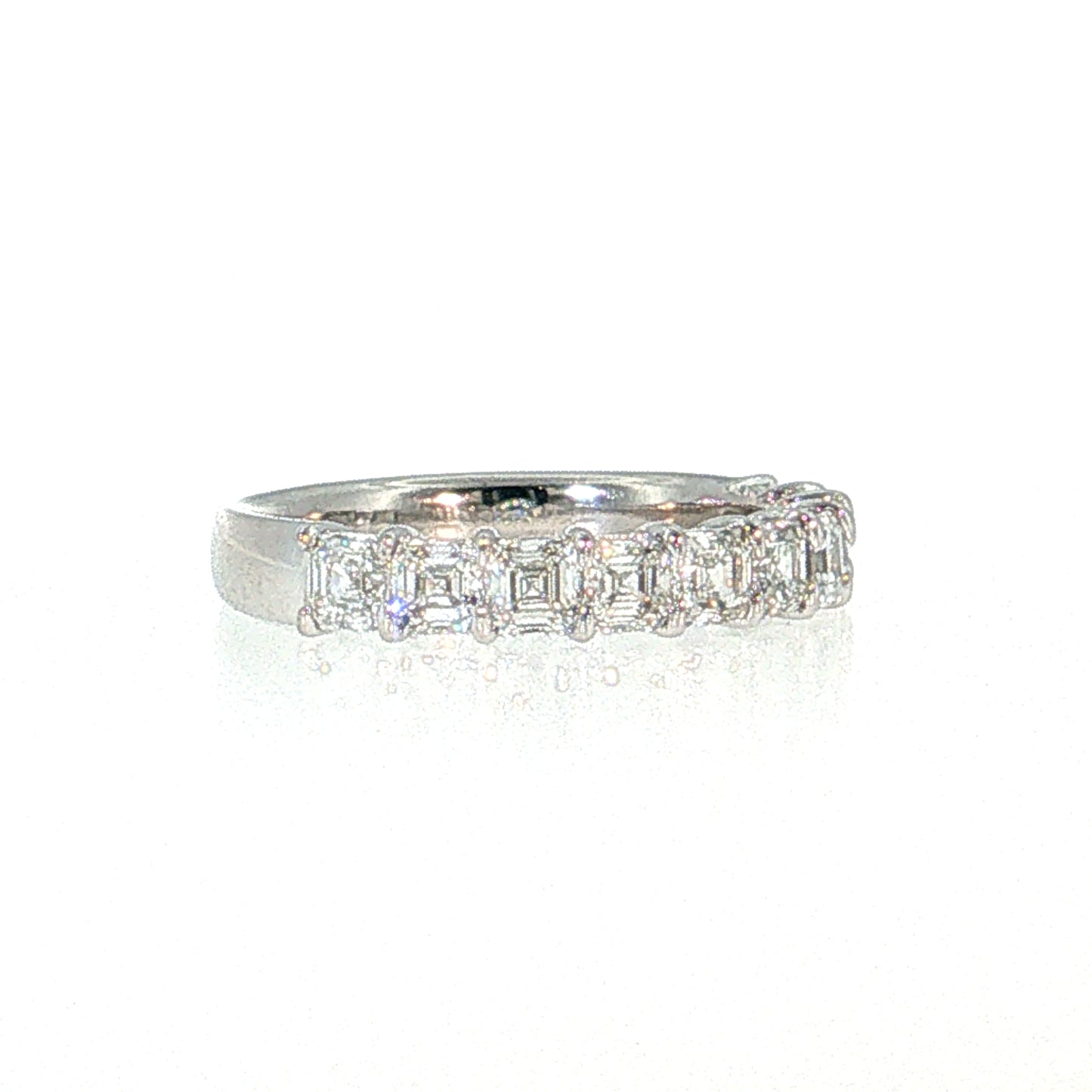 1.65 Asscher Diamond Half-Eternity Band 18k White Gold