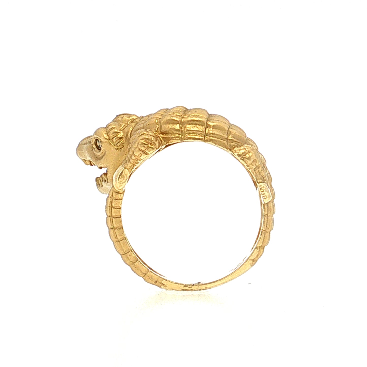 Diamond Alligator Cocktail Ring 18k Yellow Gold