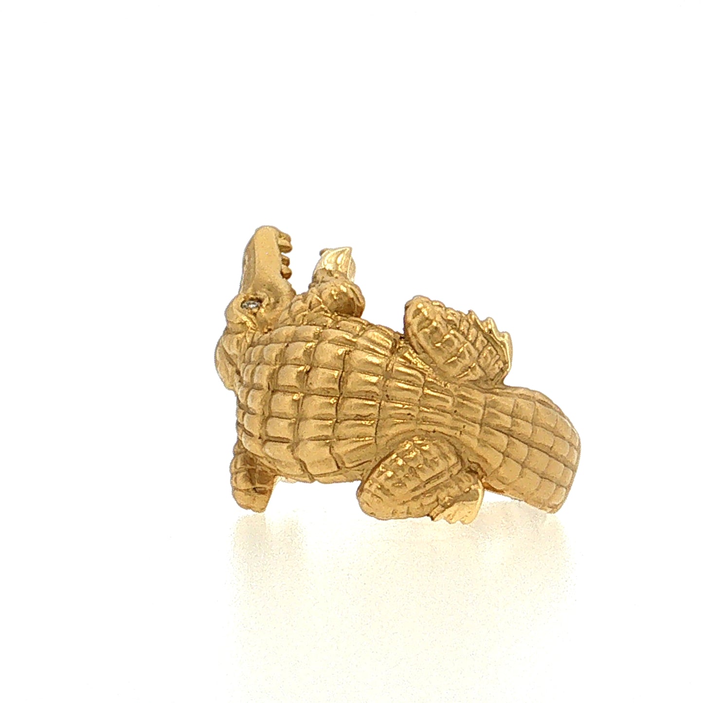 Diamond Alligator Cocktail Ring 18k Yellow Gold