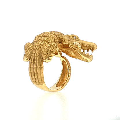 Diamond Alligator Cocktail Ring 18k Yellow Gold