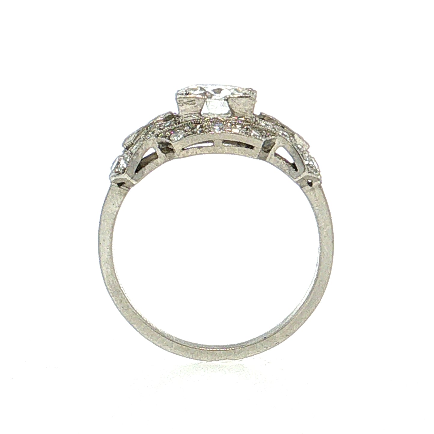 .92 Art Deco Old European Diamond Engagement Ring Platinum