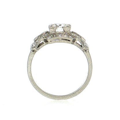 .92 Art Deco Old European Diamond Engagement Ring Platinum