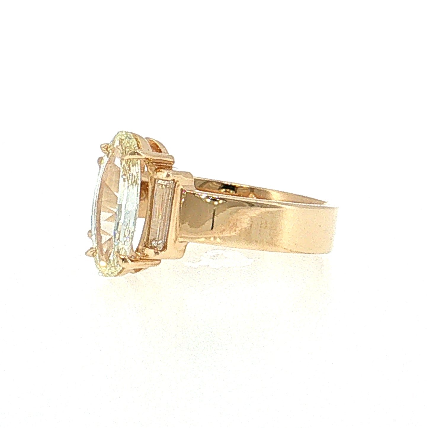 1.03 Oval Diamond Three Stone Engagement Ring 14k
