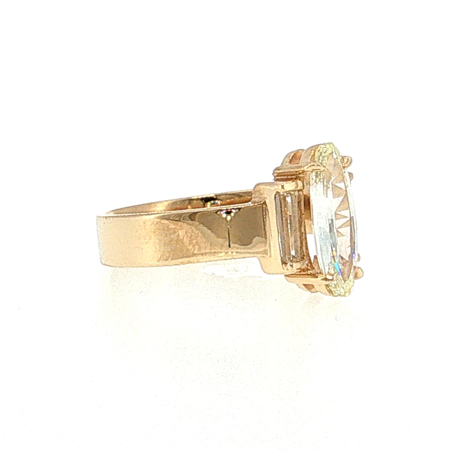 1.03 Oval Diamond Three Stone Engagement Ring 14k