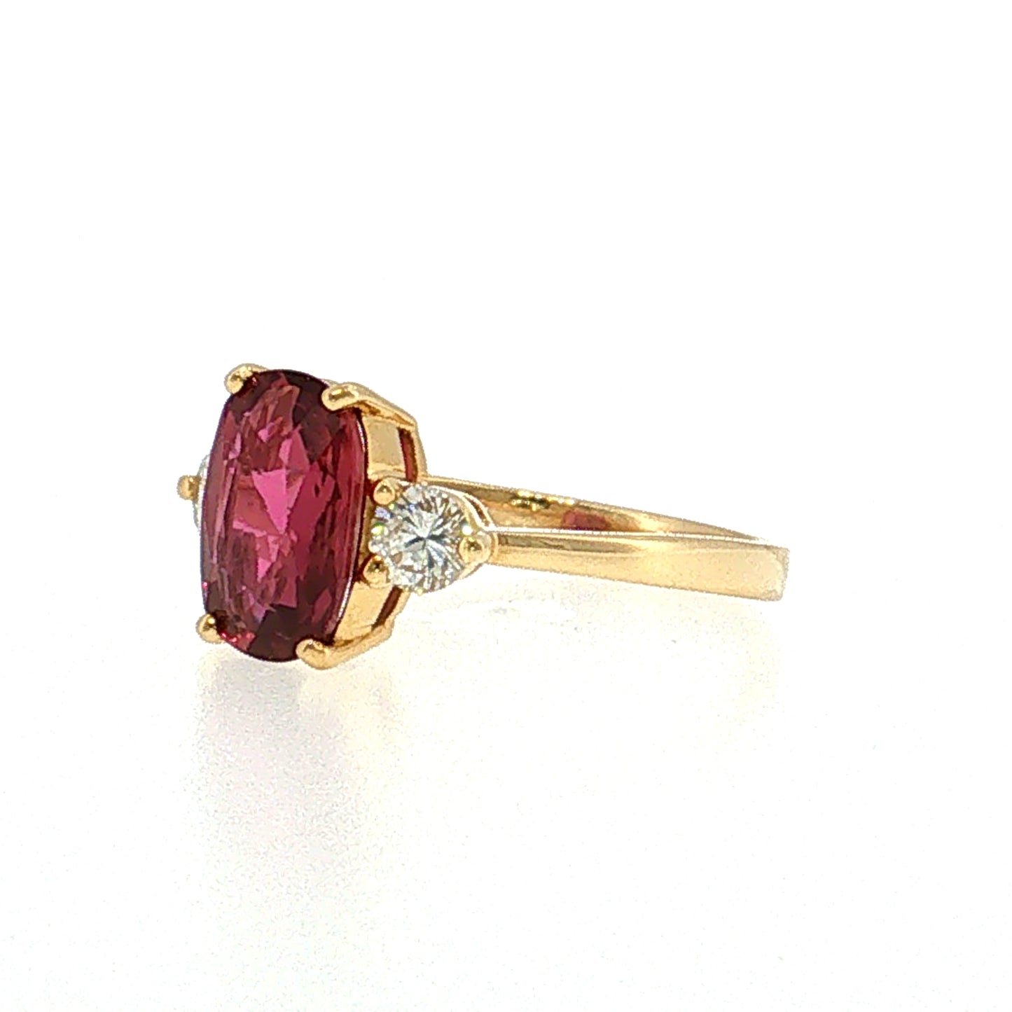 2.25 Ruby & Diamond Three Stone Ring 18k