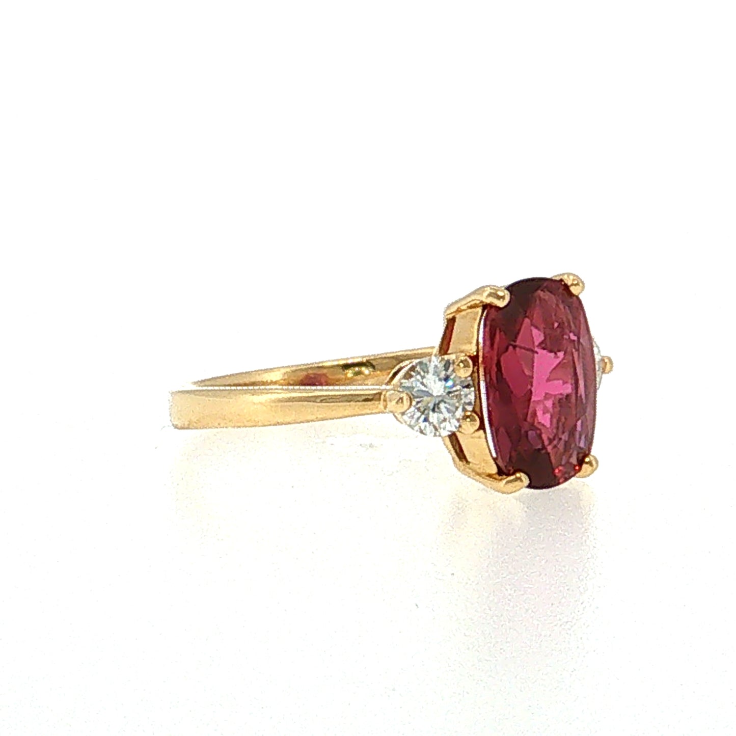 2.25 Ruby & Diamond Three Stone Ring 18k