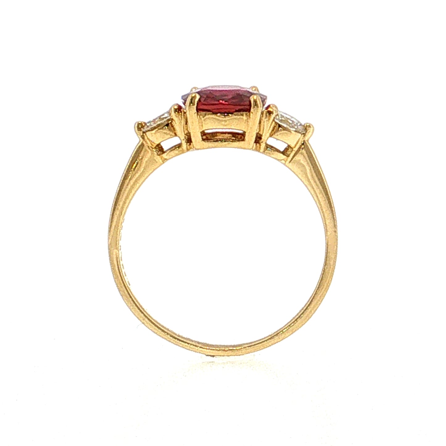 2.25 Ruby & Diamond Three Stone Ring 18k