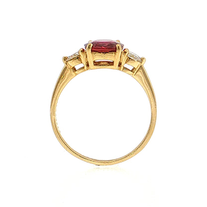 2.25 Ruby & Diamond Three Stone Ring 18k