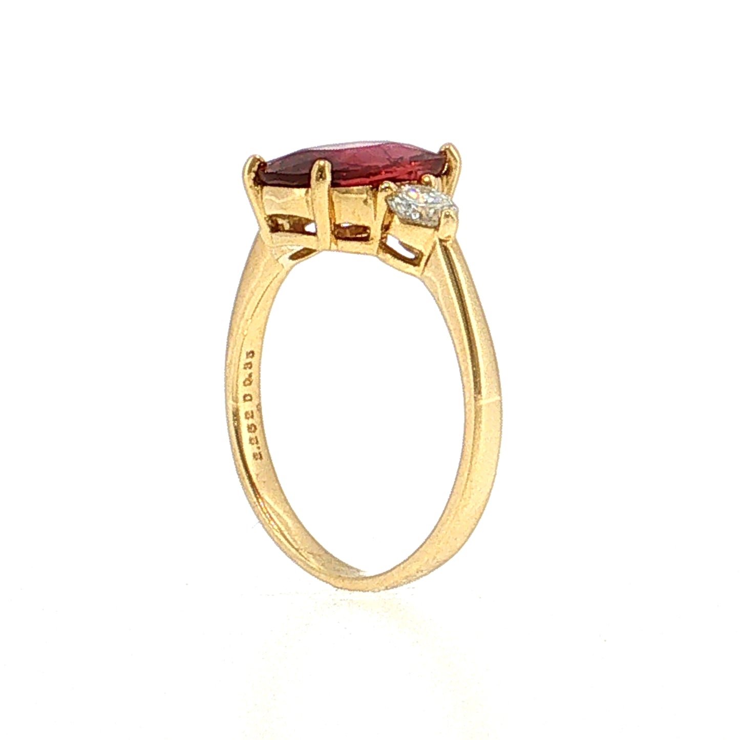 2.25 Ruby & Diamond Three Stone Ring 18k