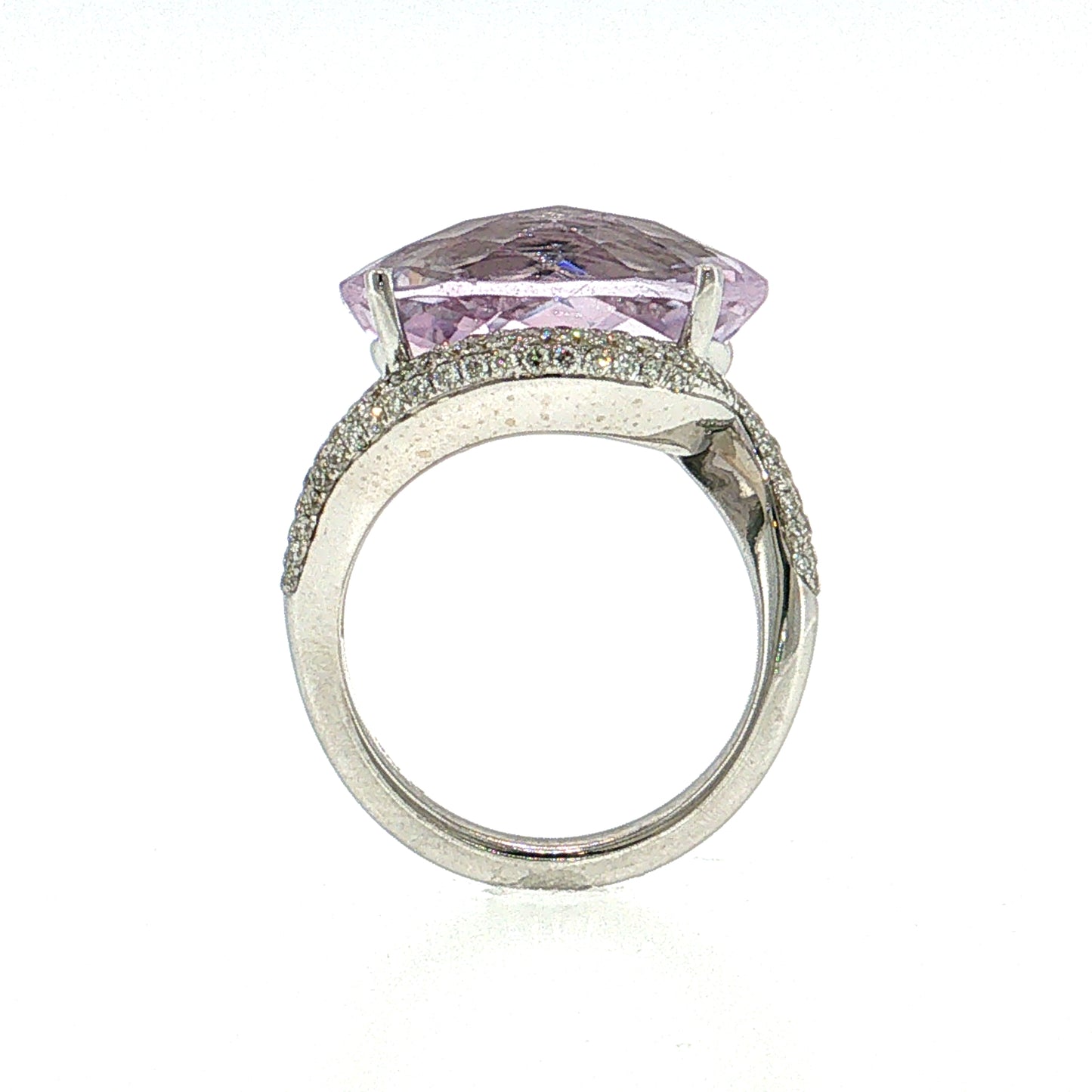 11.24 Kunzite & Diamond Cocktail Ring 18k White Gold